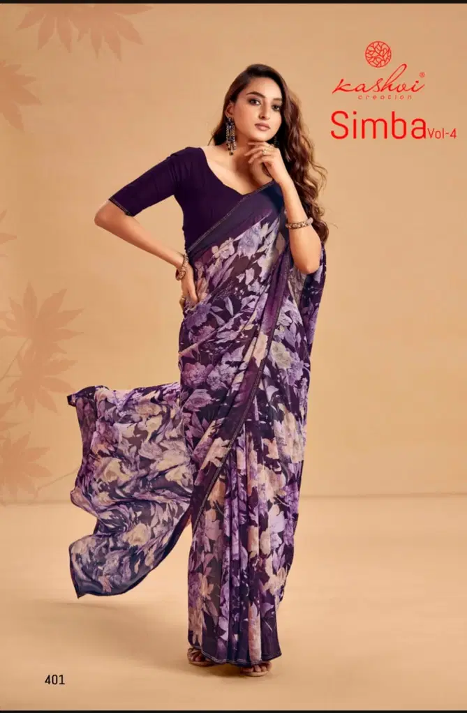 Simba Vol 04 By Kashvi Printed Georgette Sarees Wholesale Market In Surat
